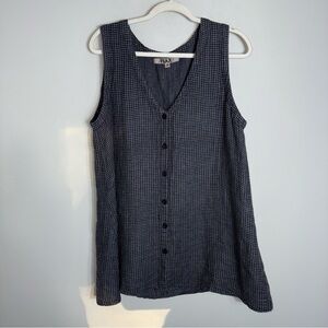 Flax Sleeveless Oversized Tunic Top-100% Linen-Black Gray-Lagenlook-Small